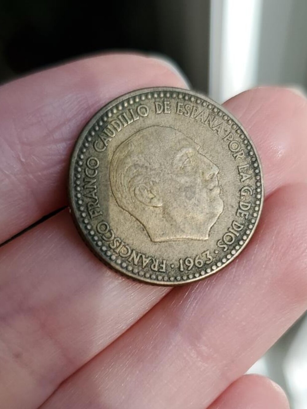 Vintage 1963 Spanish Collectible Coin Peseta - Brown Francisco Franco Caudillo